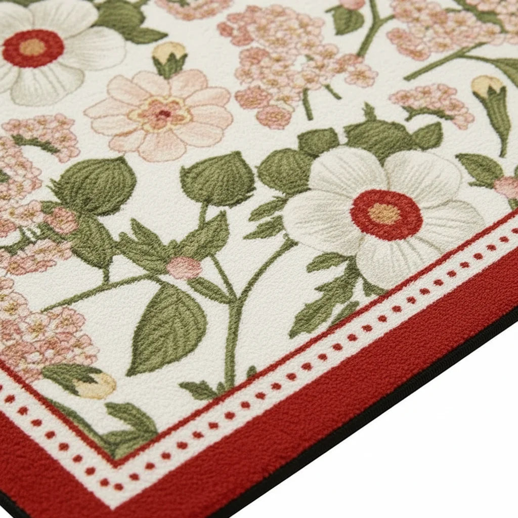 Tapis de Bain Ultra Absorbant en Diatomite Floral Bordeaux