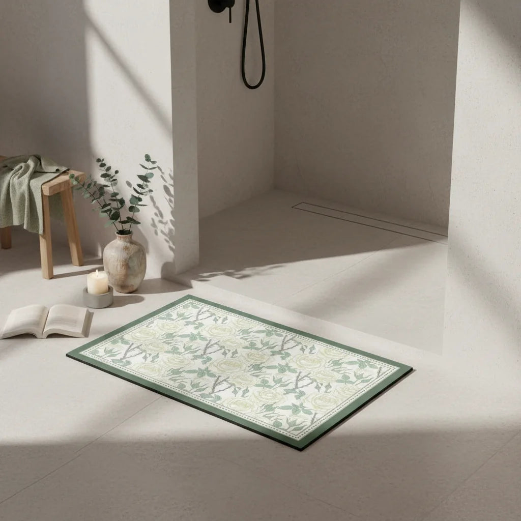 Tapis de Bain Ultra Absorbant en Diatomite Vert Rosier