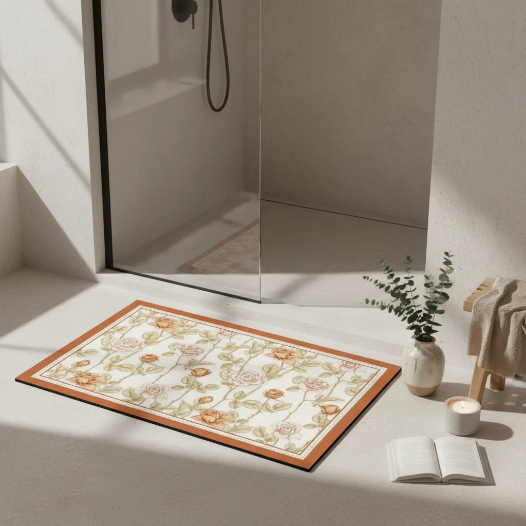 Tapis de Bain Ultra Absorbant en Diatomite Jardin Pêche