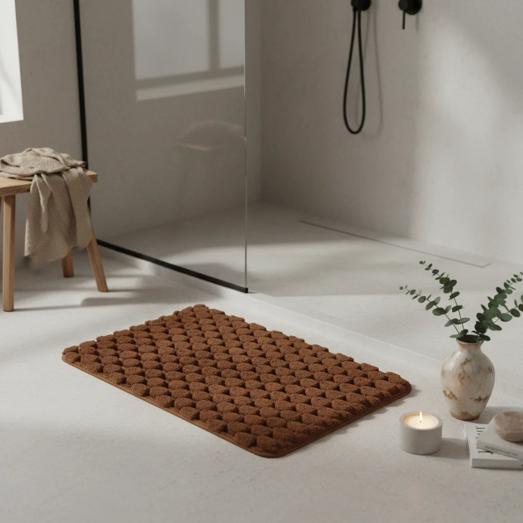 Tapis de Bain Ultra Doux Marron Caramel