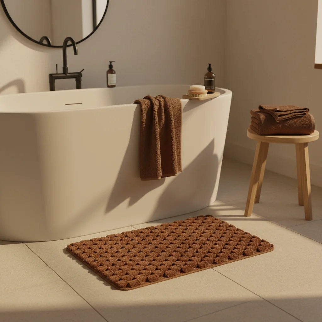 Tapis de Bain Ultra Doux Marron Caramel