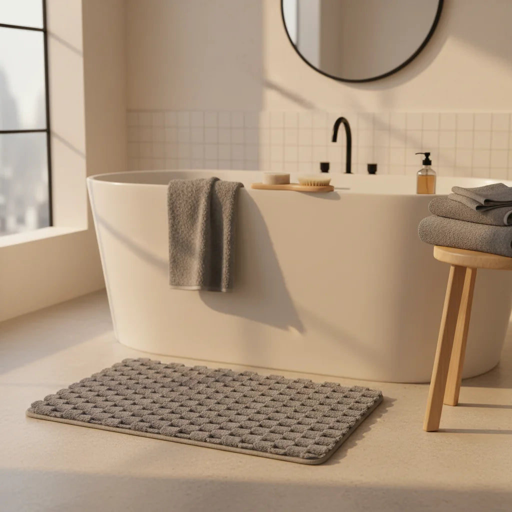 Tapis de Bain Ultra Doux Gris Perle