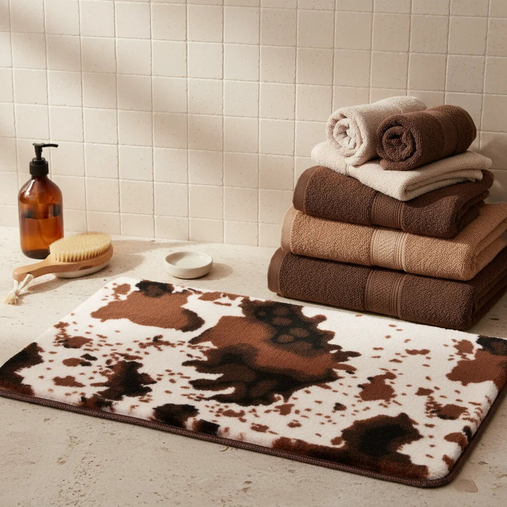 Tapis de Bain Vache Vache Brune