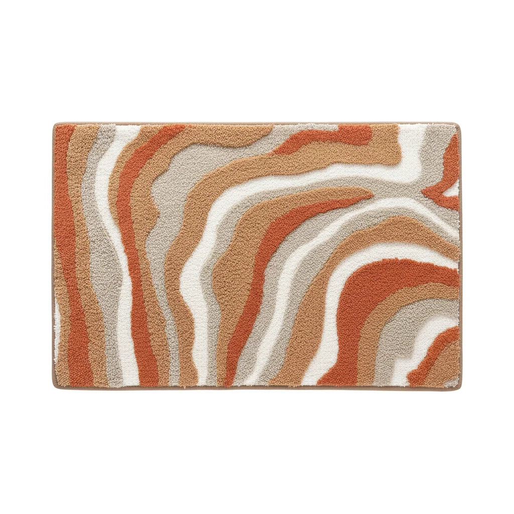 Tapis de Bain Vague Ondes Orangées