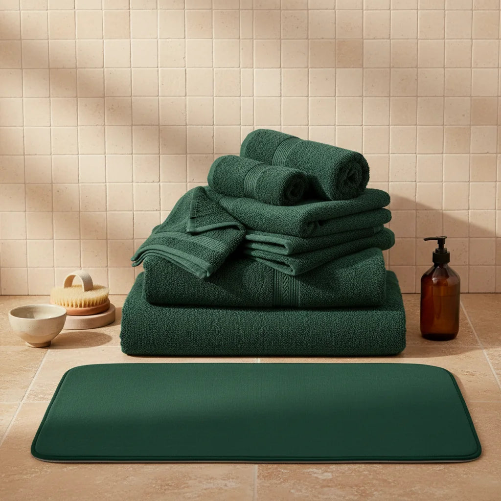Tapis de Bain Vert Bouteille 60x90cm