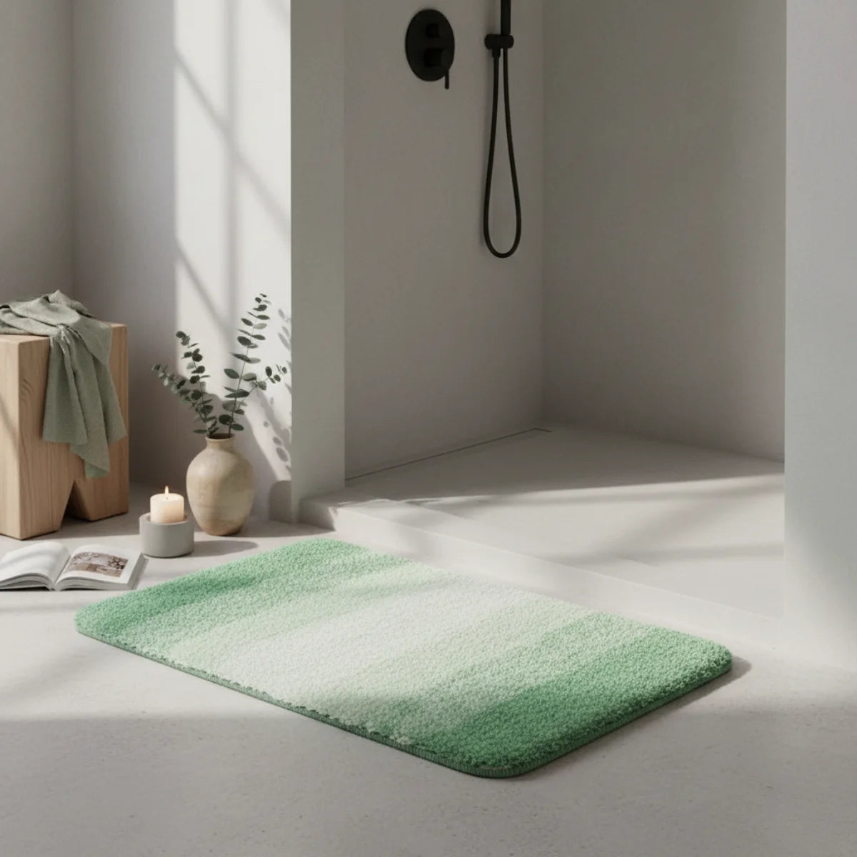 Tapis de Bain Vert et Blanc