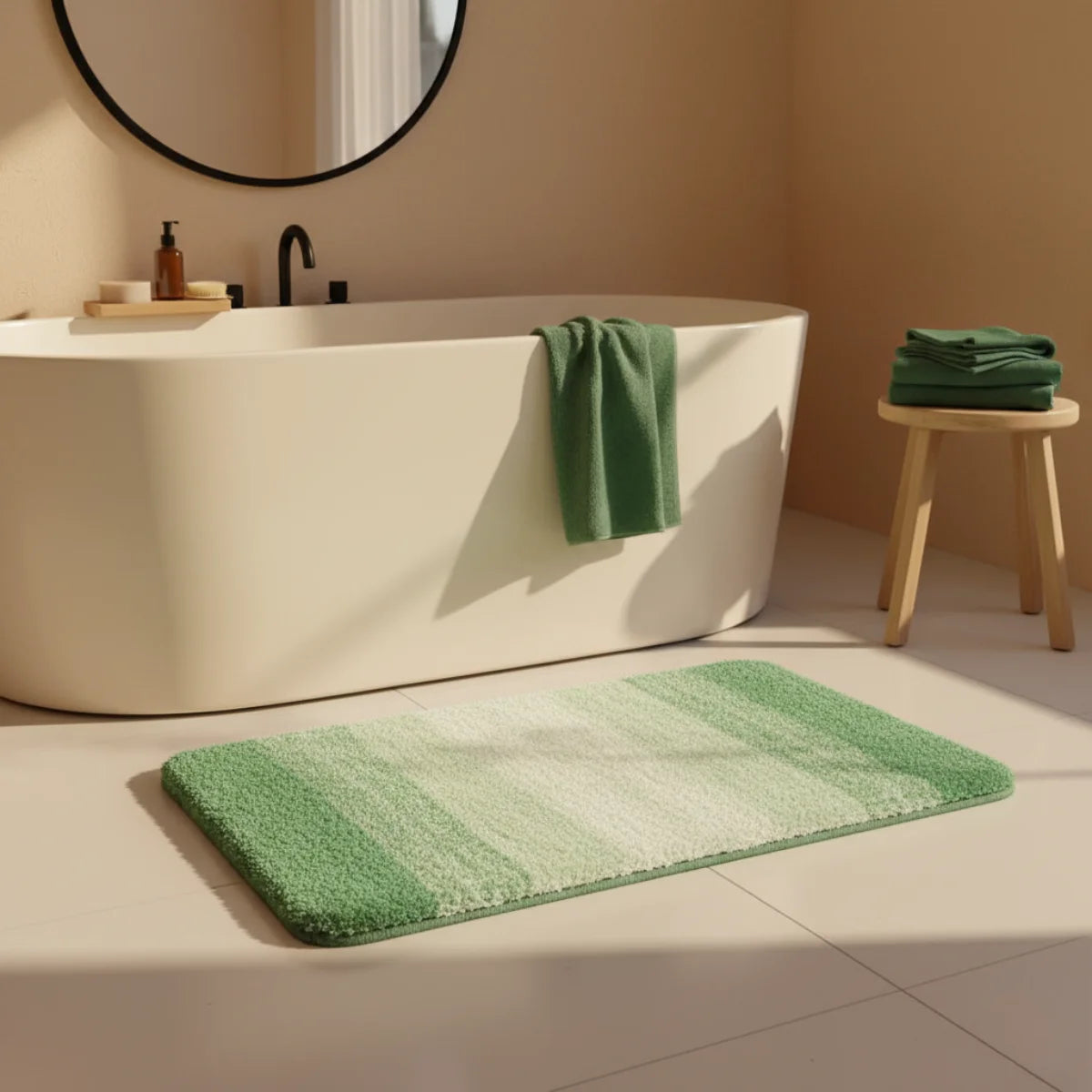 Tapis de Bain Vert et Blanc