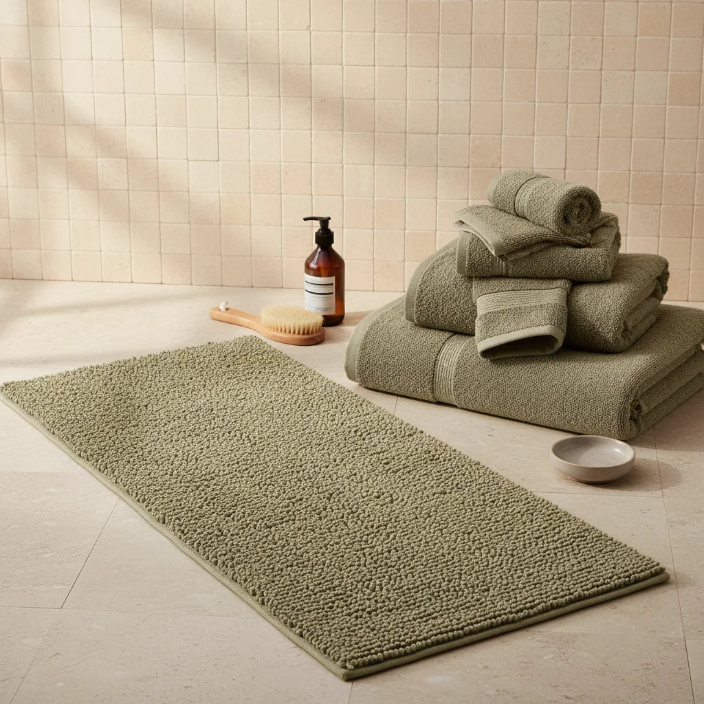 Badteppich Khaki Grün, Chenille – Nordelvia