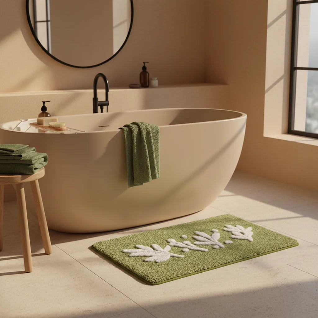 Tapis de Bain Vert Olive