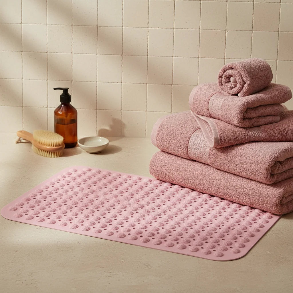 Tapis de Douche Antidérapant Rose Poudré