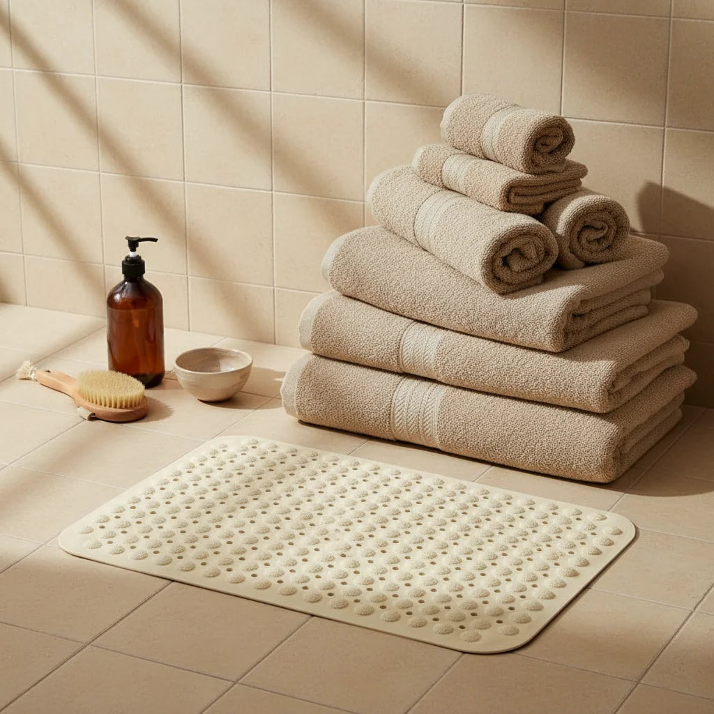 Tapis de Douche Antidérapant Beige Sable