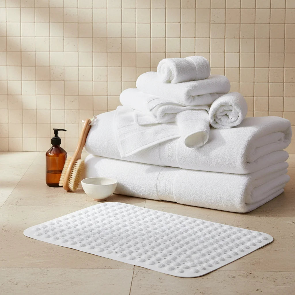 Tapis de Douche Antidérapant Blanc Neige