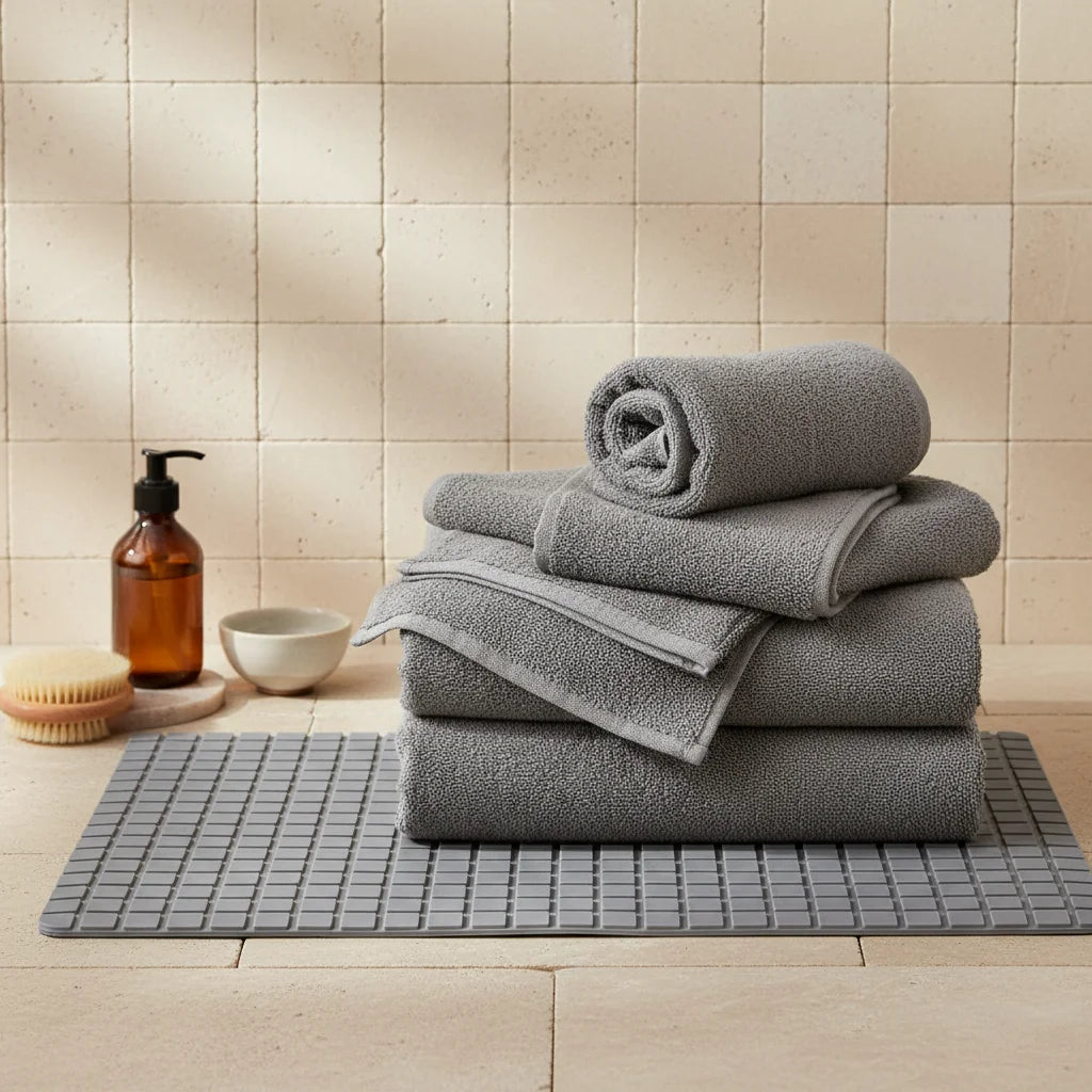 Tapis de Douche Antidérapant pour Senior Gris Perle