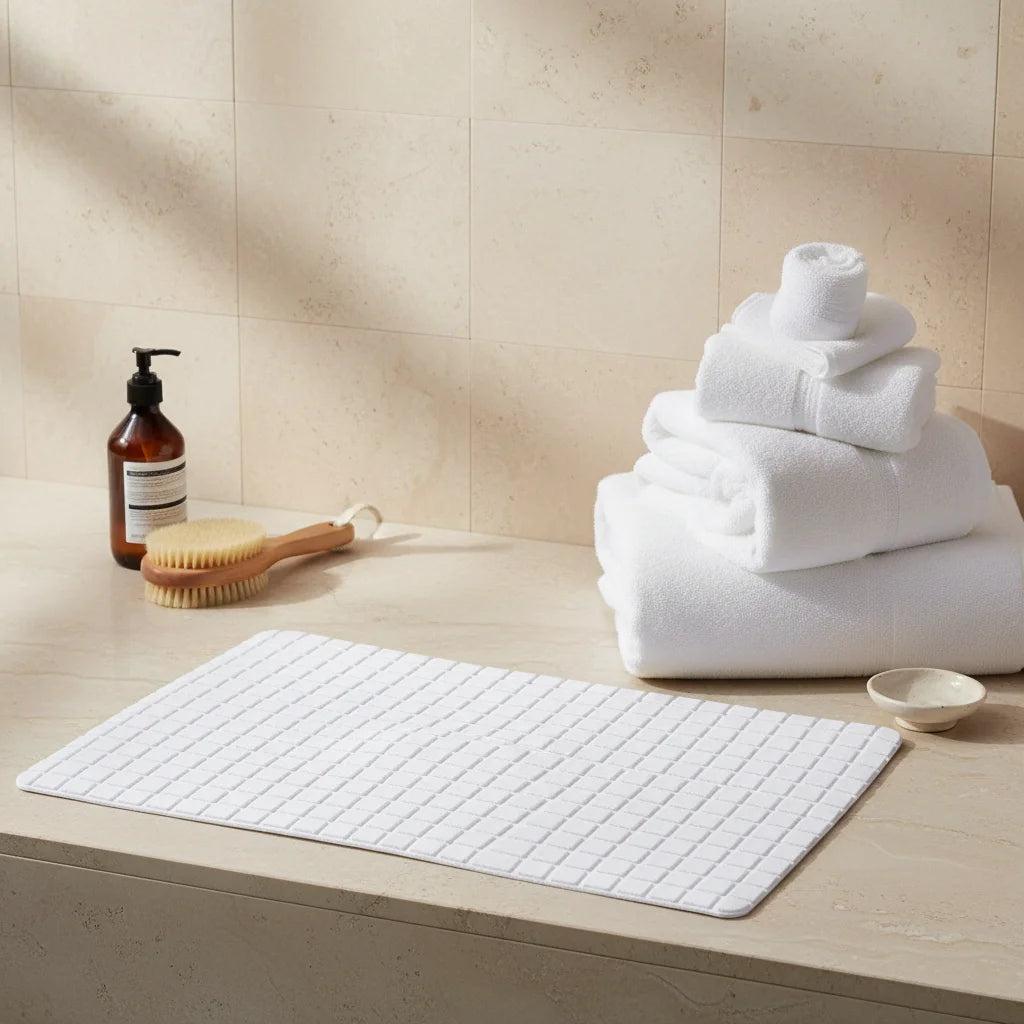 Tapis de Douche Antidérapant pour Senior Blanc Neige