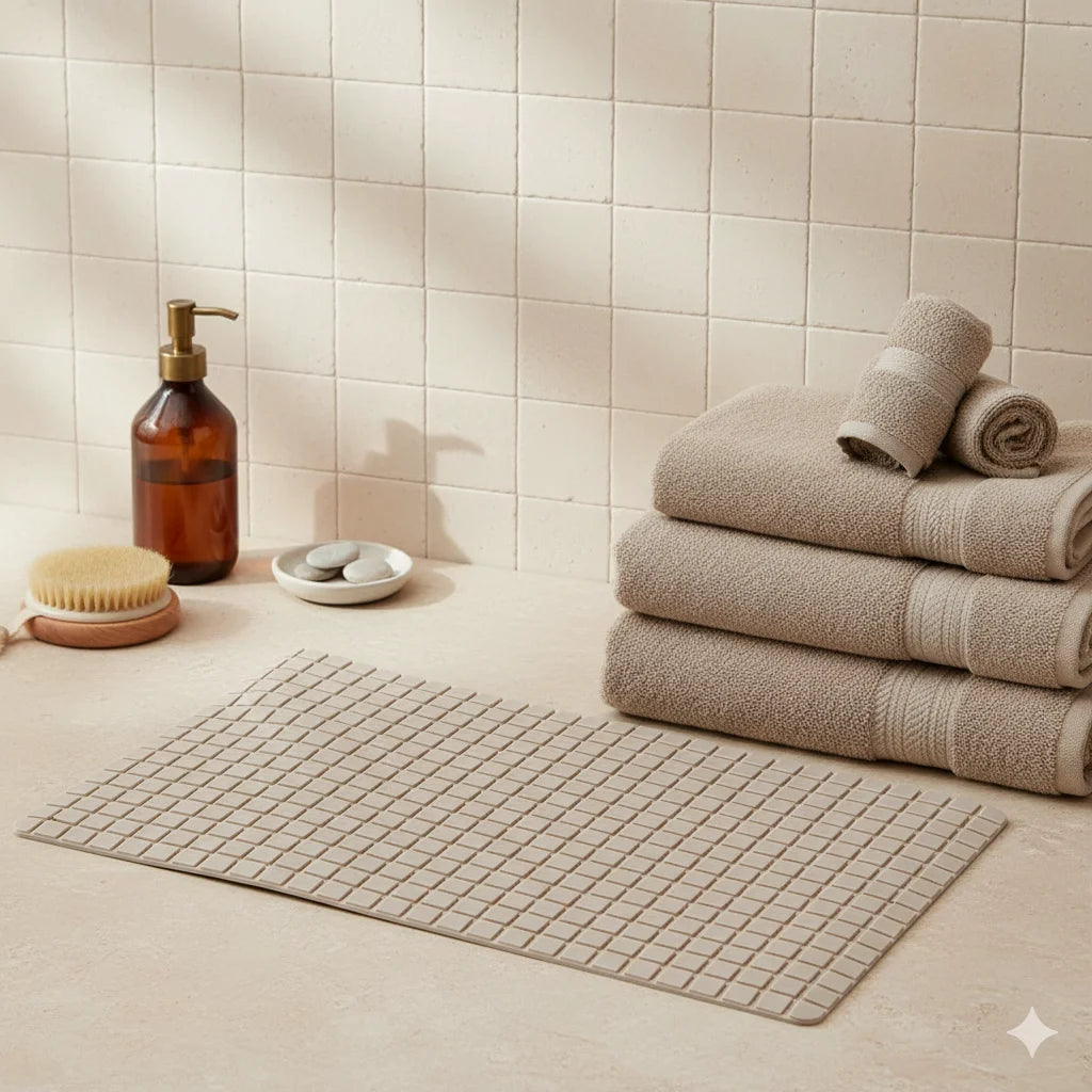Tapis de Douche Antidérapant pour Senior Beige Sable