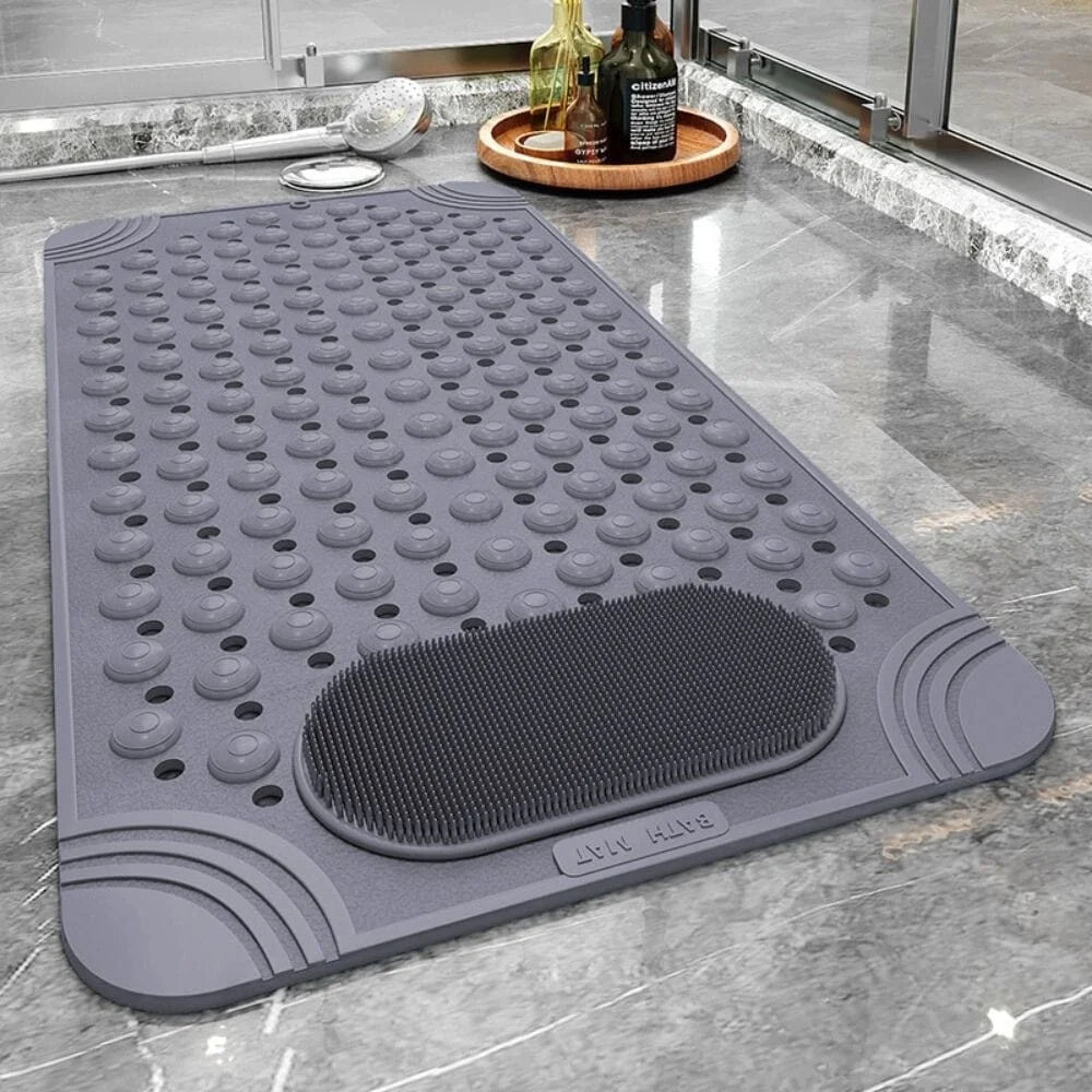 Tapis de Douche Antidérapant Rectangulaire Gris Anthracite