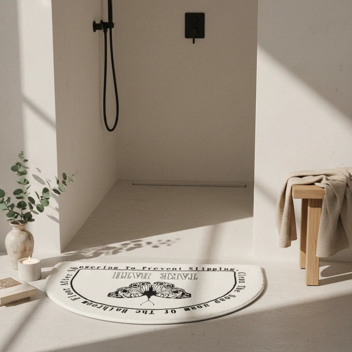 Tapis de Douche Demi Lune Demi Lune Papillon