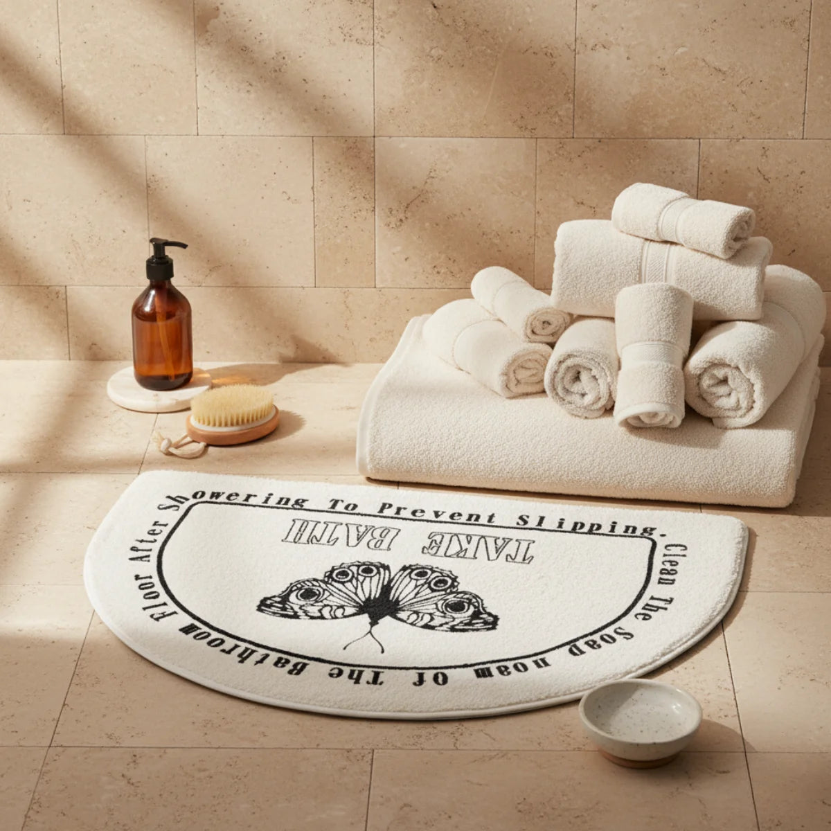 Tapis de Douche Demi Lune Demi Lune Papillon