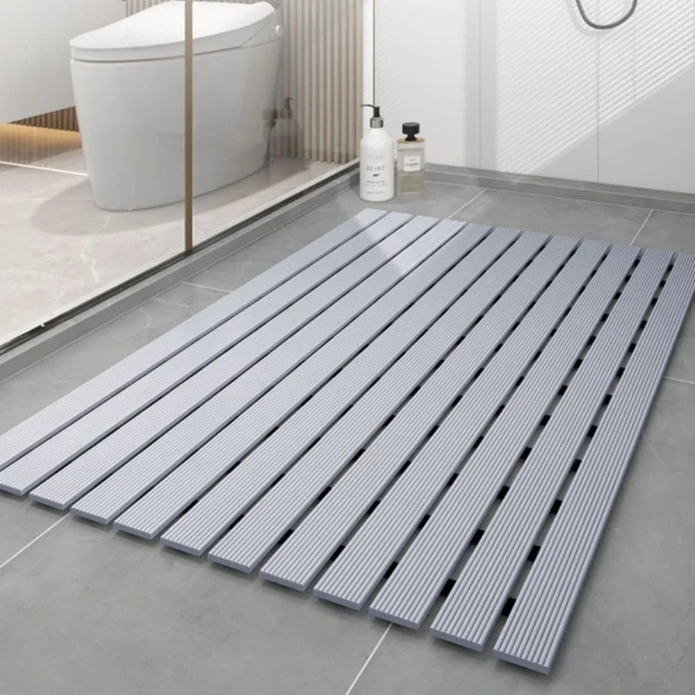 Tapis de Douche Imitation Bois Gris Perle