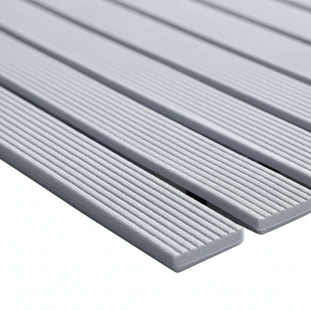 Tapis de Douche Imitation Bois Gris Perle