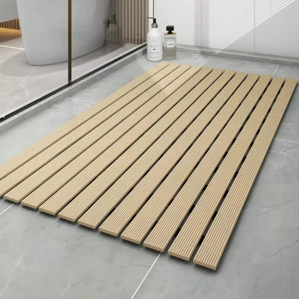 Tapis de Douche Imitation Bois Beige Sable