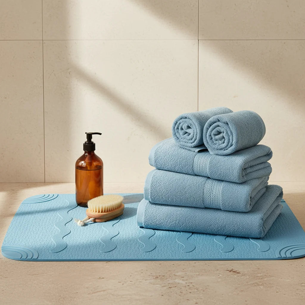 Tapis de Douche Italienne Bleu Pastel