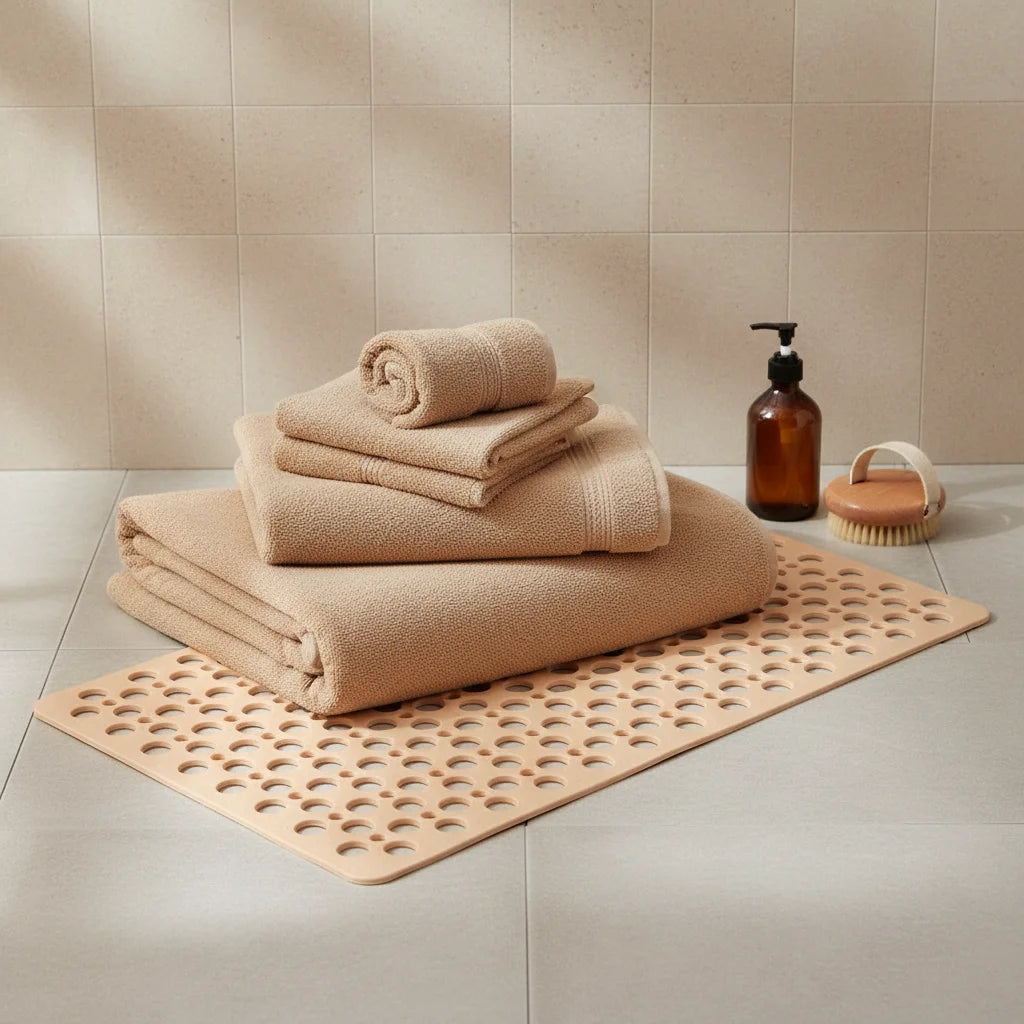 Tapis de Douche Massant Beige Sable