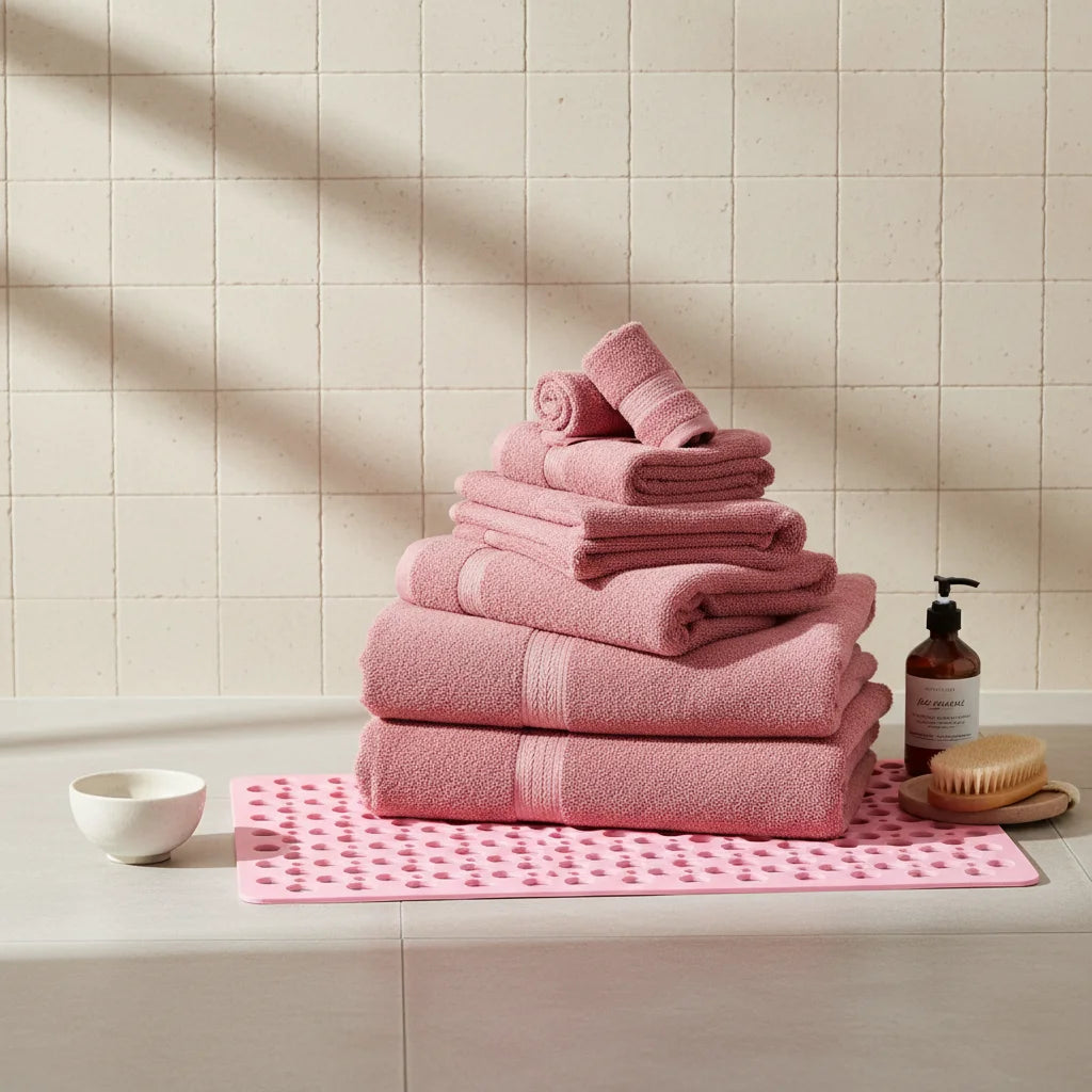 Tapis de Douche Massant Rose Poudré