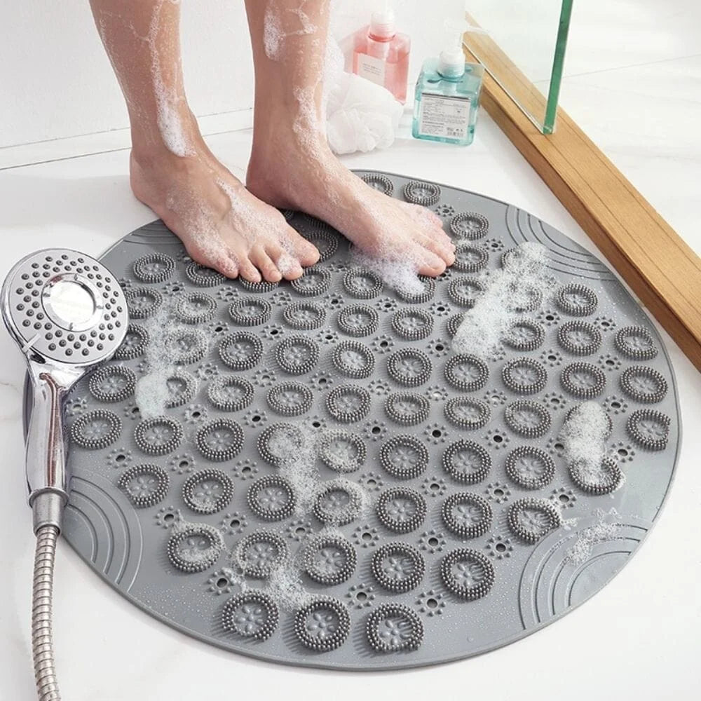 Tapis de Douche Rond Gris Perle