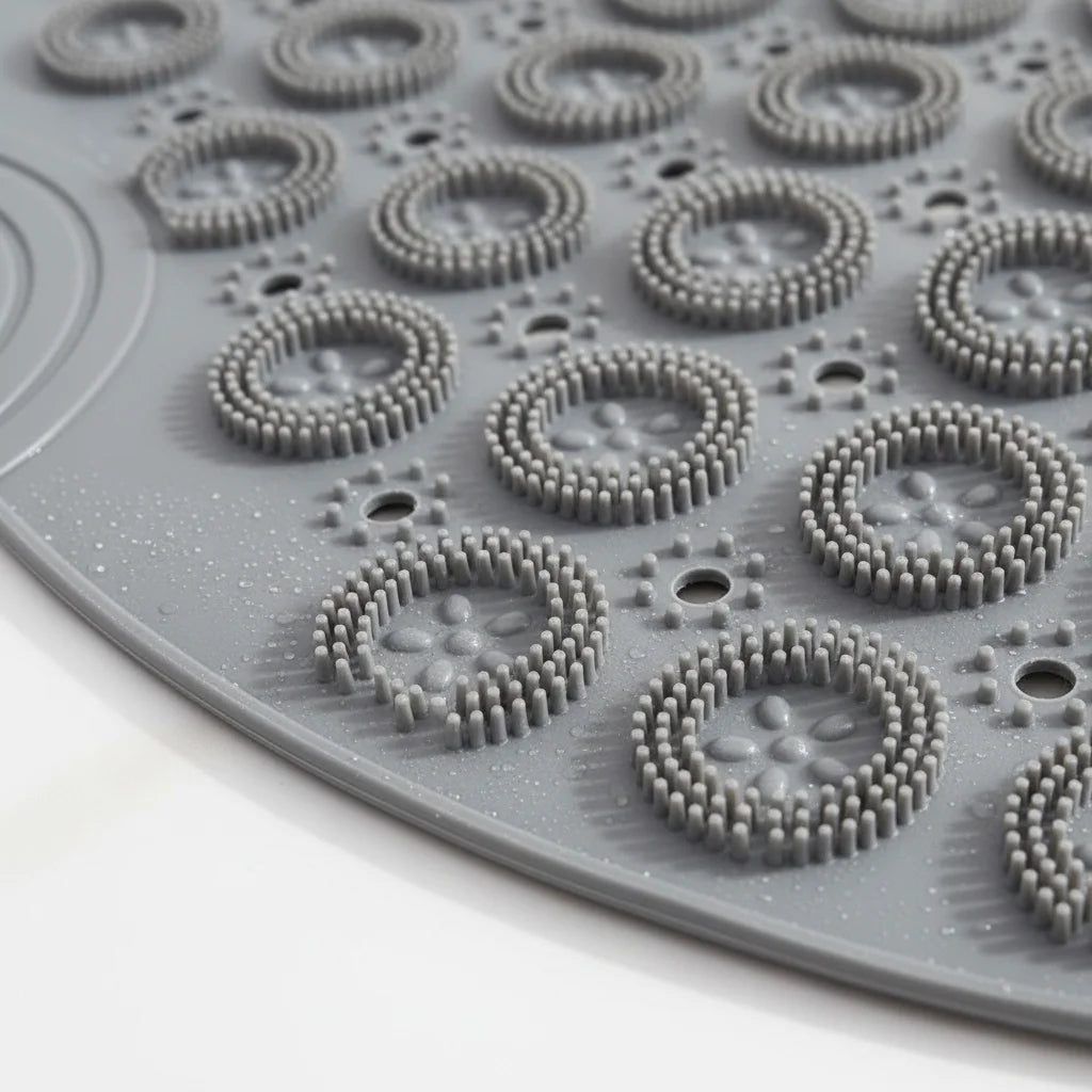 Tapis de Douche Rond Gris Perle