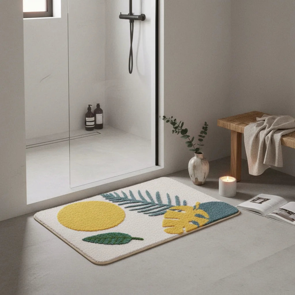 Tapis de Salle de Bain à Motif Zen Tropical Lumineux