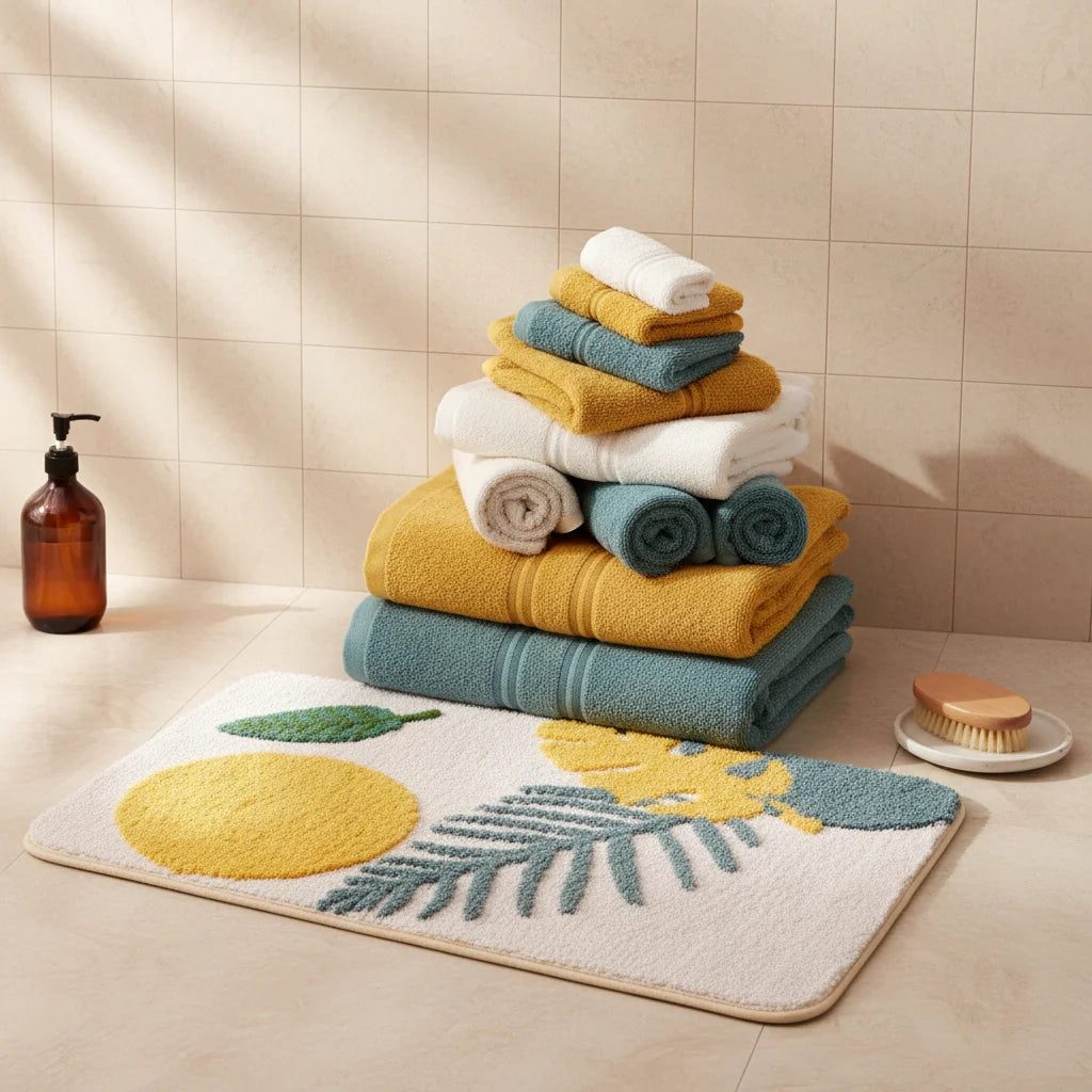 Tapis de Salle de Bain à Motif Zen Tropical Lumineux