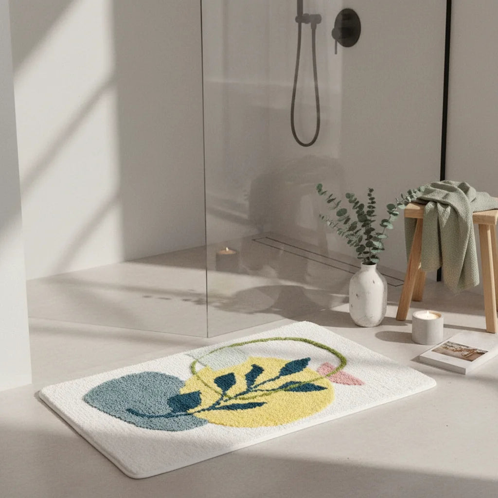 Tapis de Salle de Bain à Motif Zen Jardin Pastel