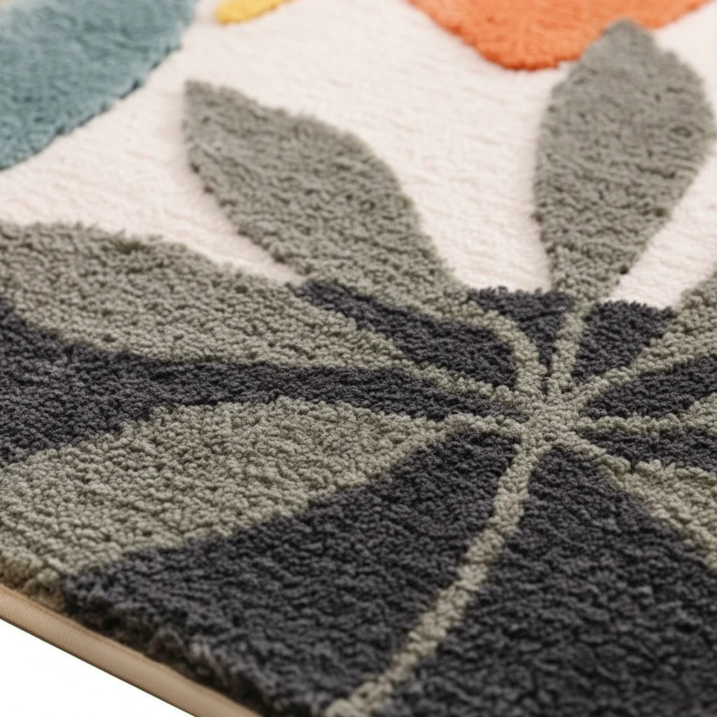 Tapis de Salle de Bain à Motif Zen Feuilles d'Été