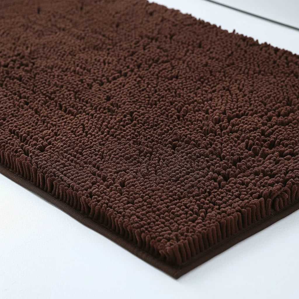 Tapis de Salle de Bain Antidérapant Grande Taille Marron Café