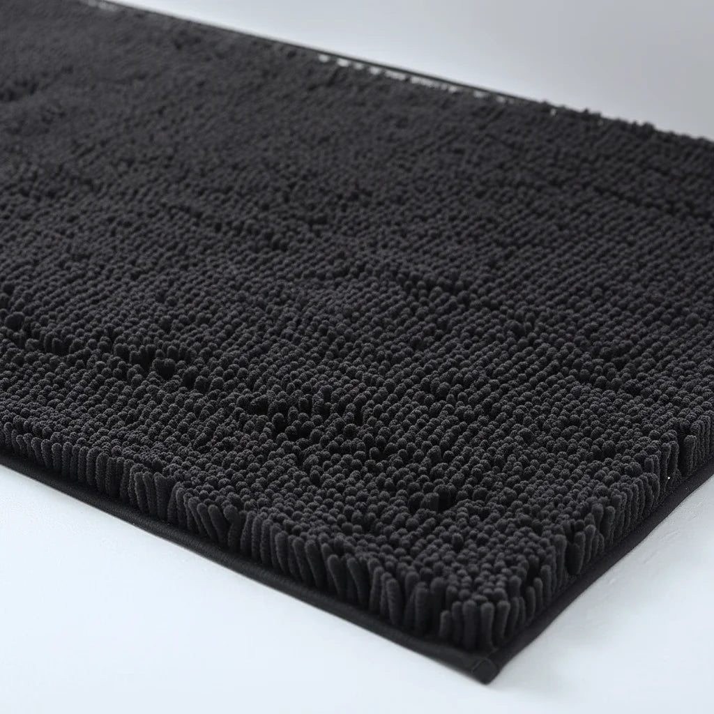 Tapis de Salle de Bain Antidérapant Grande Taille Noir Ébène