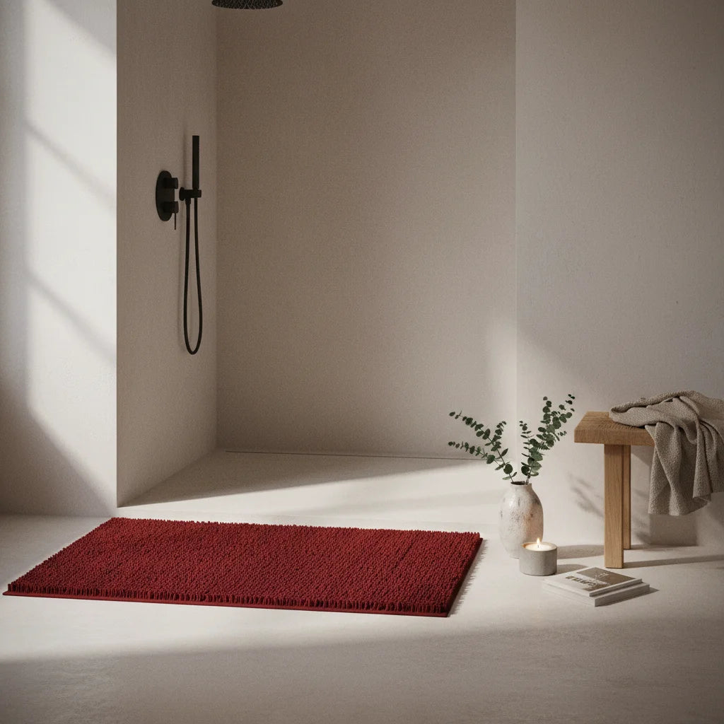 Tapis de Salle de Bain Antidérapant Grande Taille Rouge Rubis