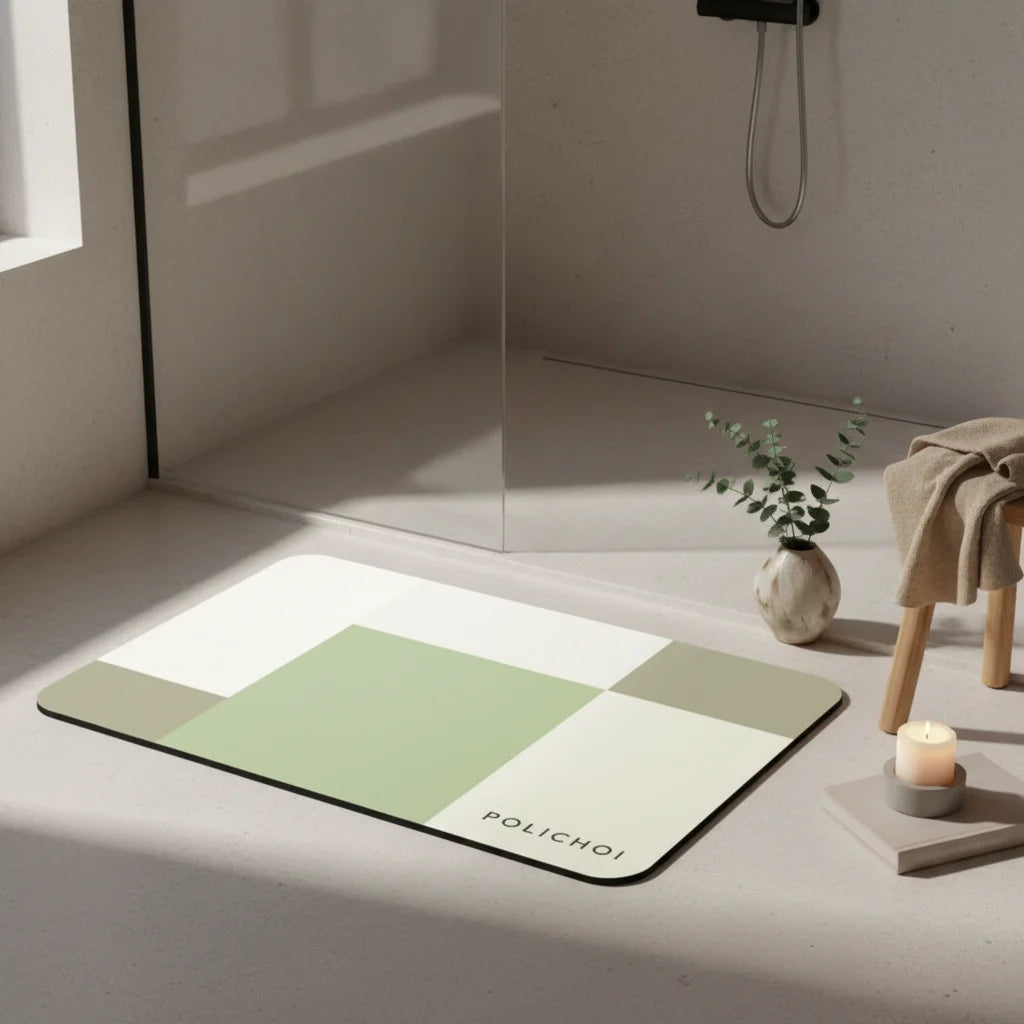 Tapis de Salle de Bain Antidérapant Tons Menthe