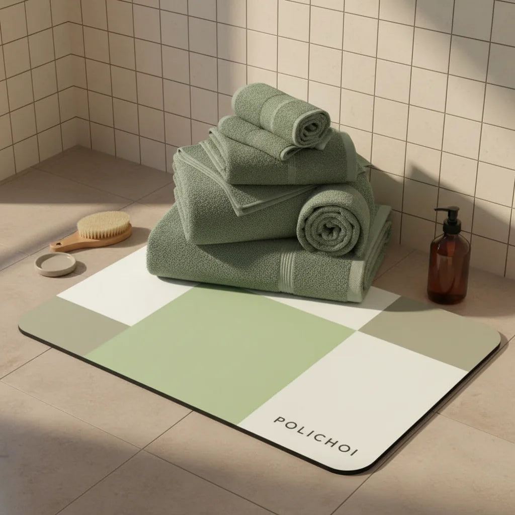 Tapis de Salle de Bain Antidérapant Tons Menthe