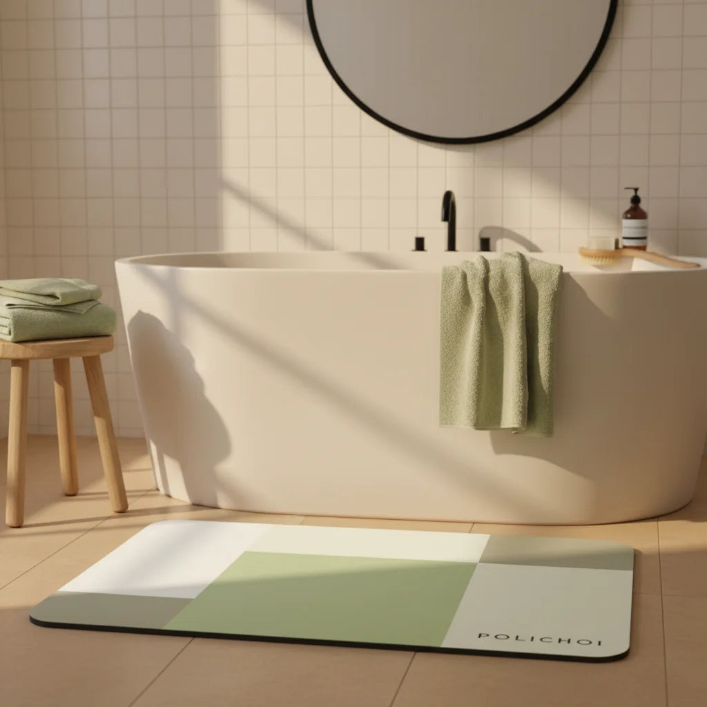 Tapis de Salle de Bain Antidérapant Tons Menthe