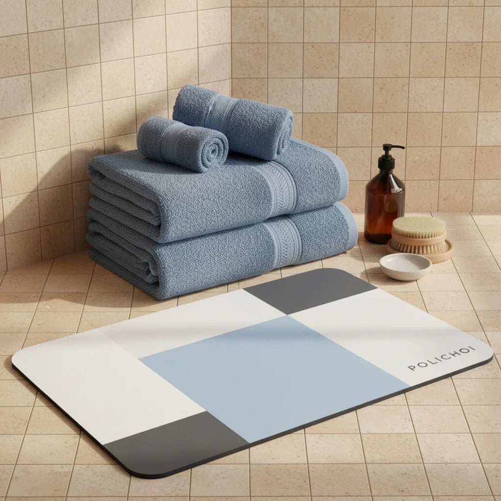 Tapis de Salle de Bain Antidérapant Tons Scandinaves