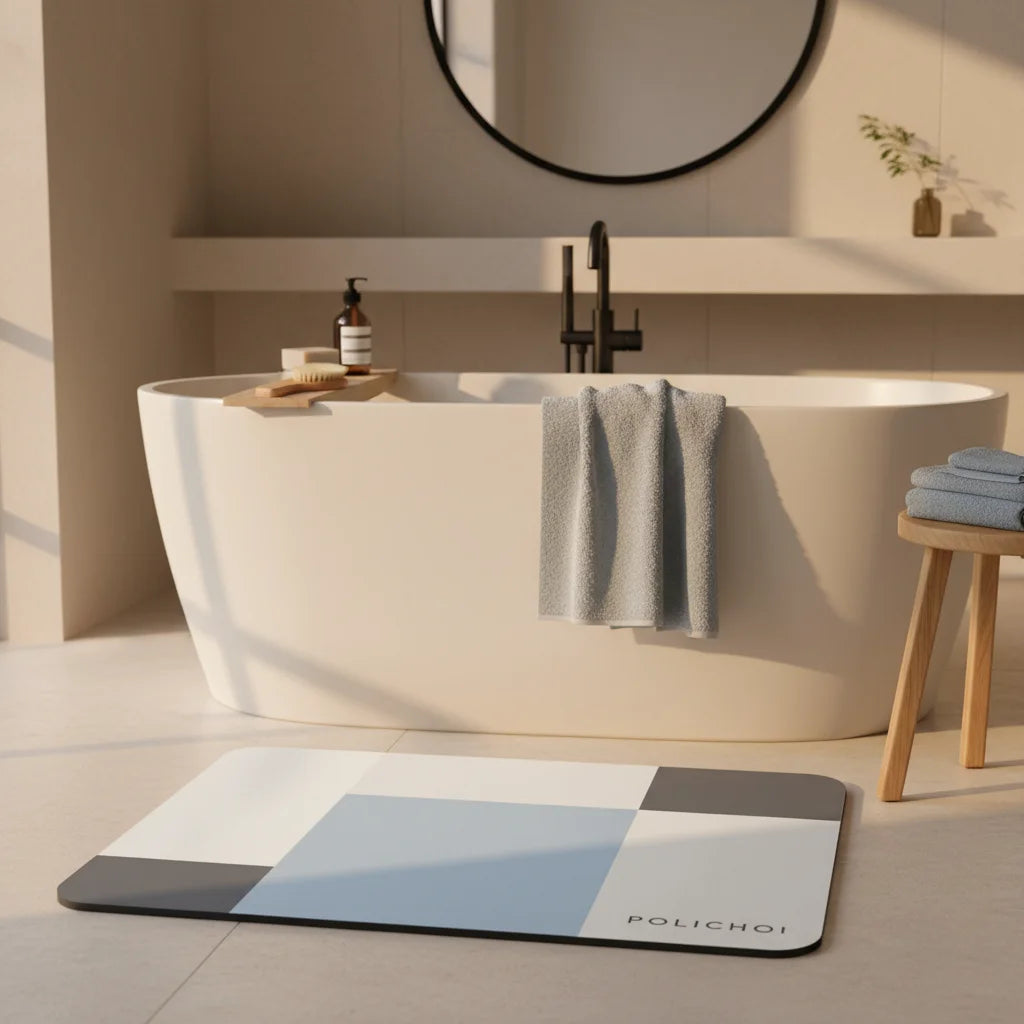 Tapis de Salle de Bain Antidérapant Tons Scandinaves