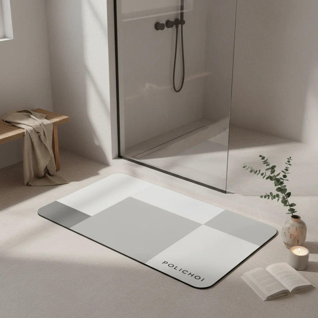 Tapis de Salle de Bain Antidérapant Tons Naturels