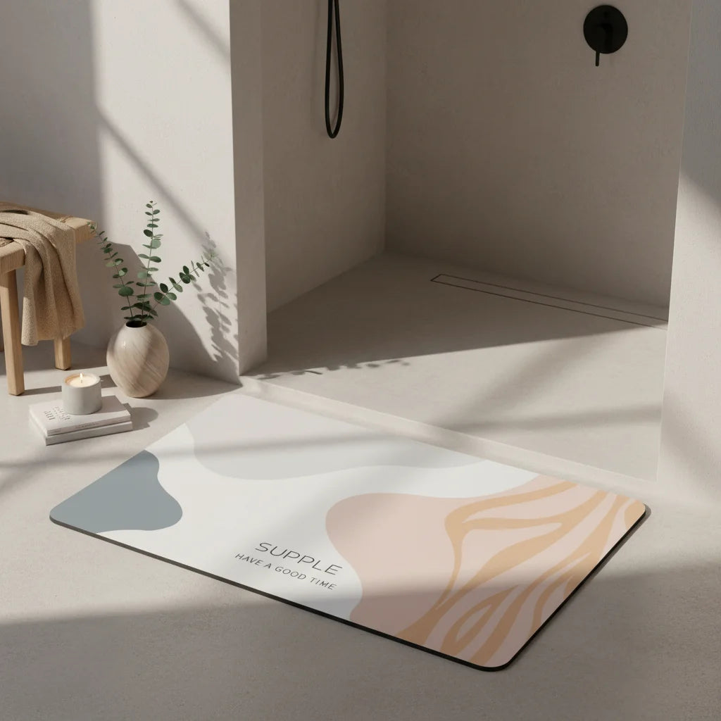 Tapis de Salle de Bain Design Bois Abstrait