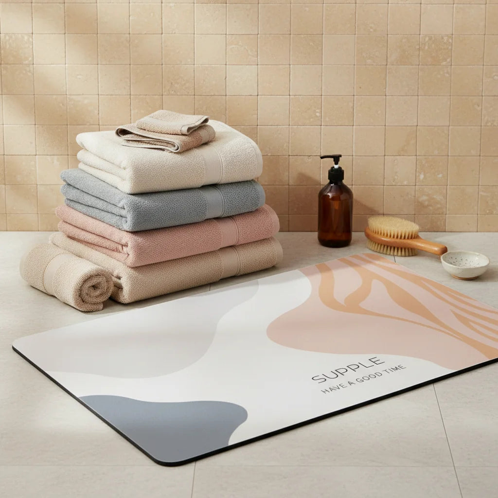 Tapis de Salle de Bain Design Bois Abstrait