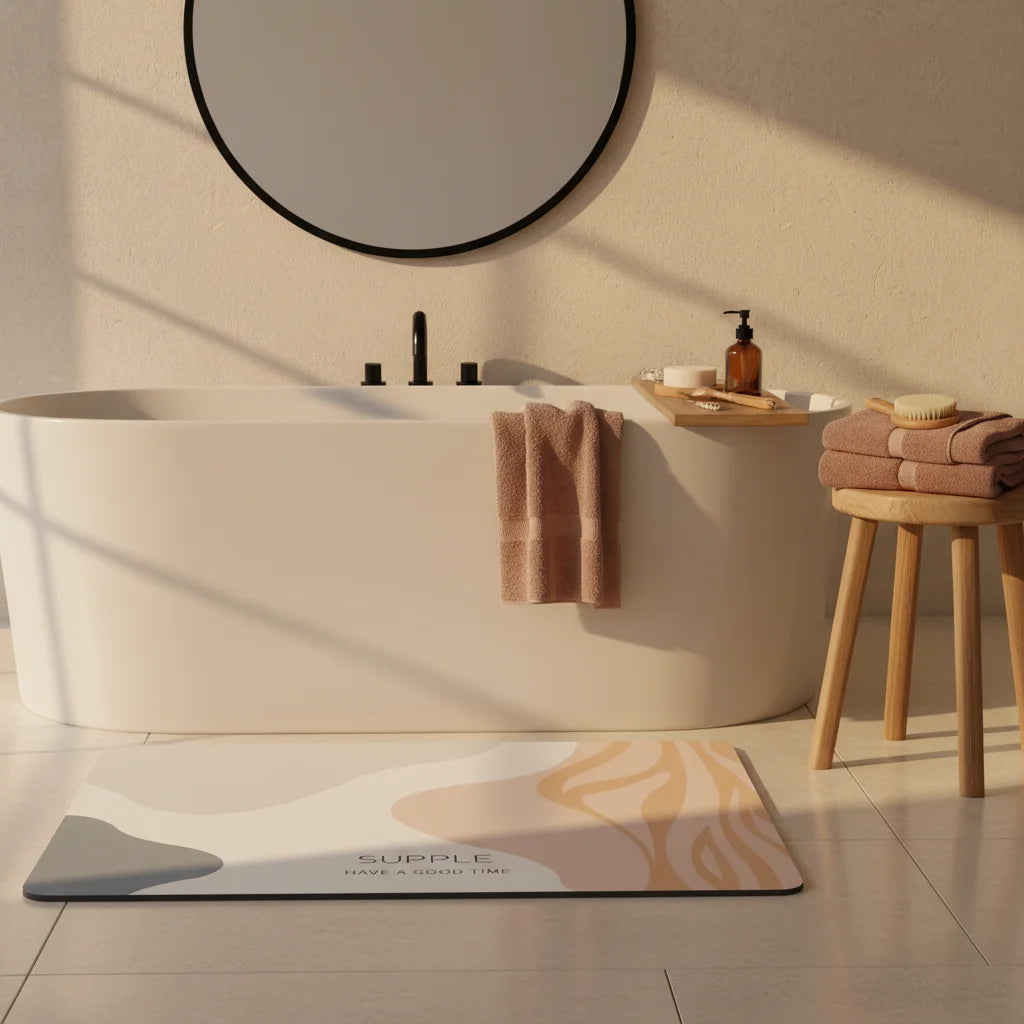 Tapis de Salle de Bain Design Bois Abstrait