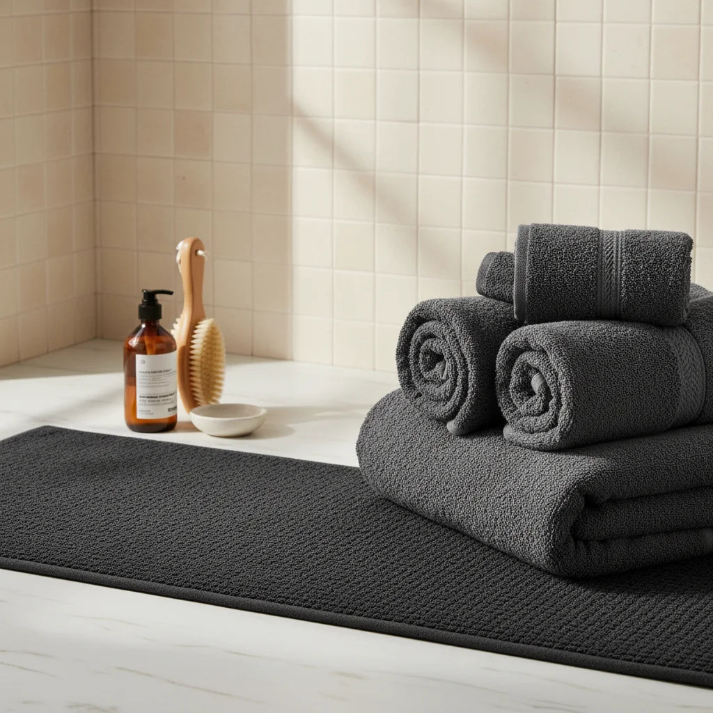 Tapis de Salle de Bain Grande Taille Noir Charbon