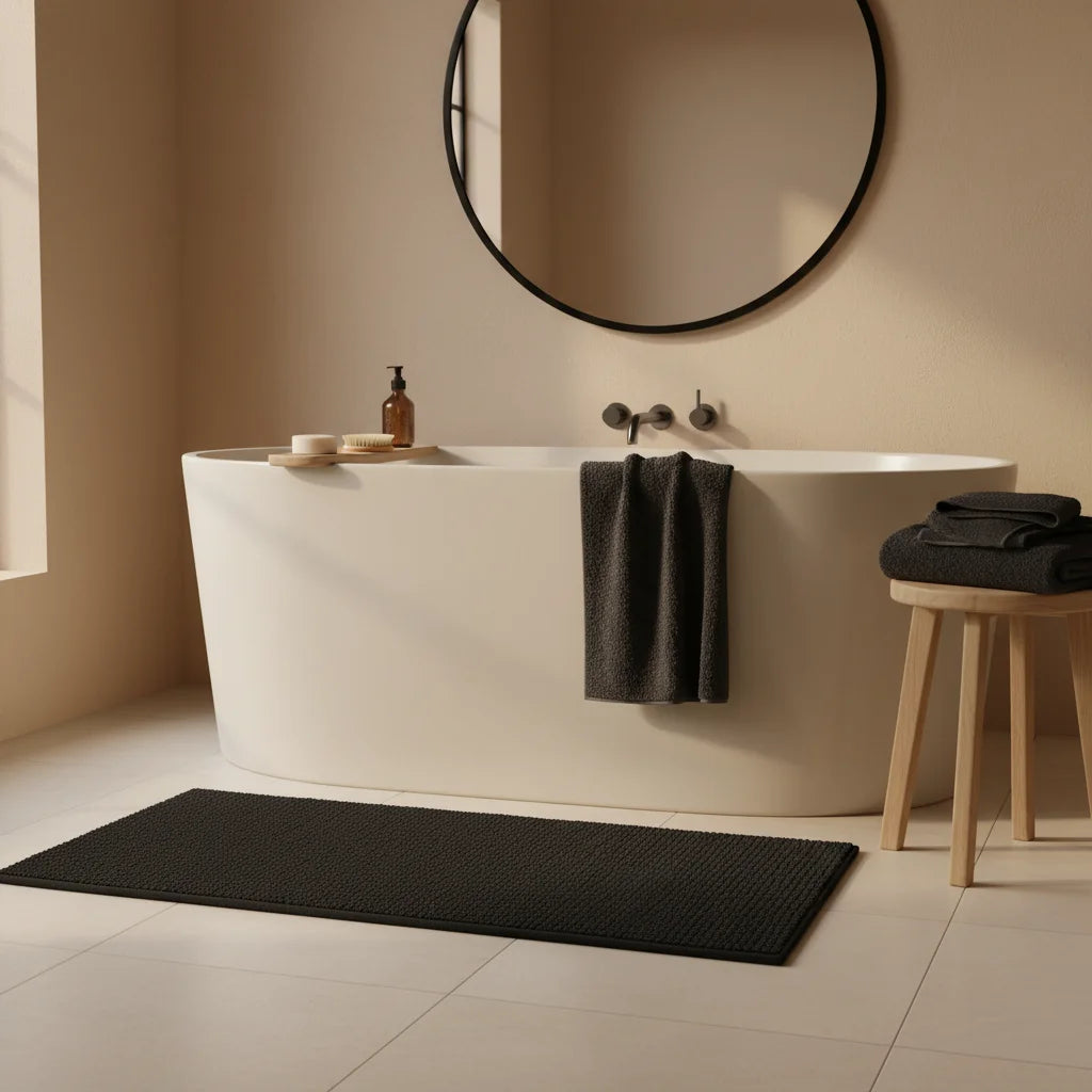 Tapis de Salle de Bain Grande Taille Noir Charbon