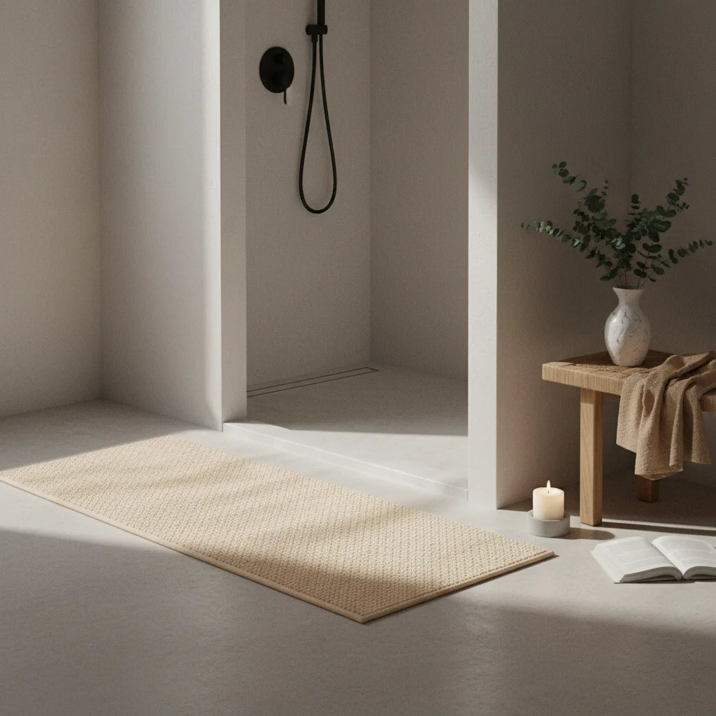 Tapis de Salle de Bain Grande Taille Beige Lin