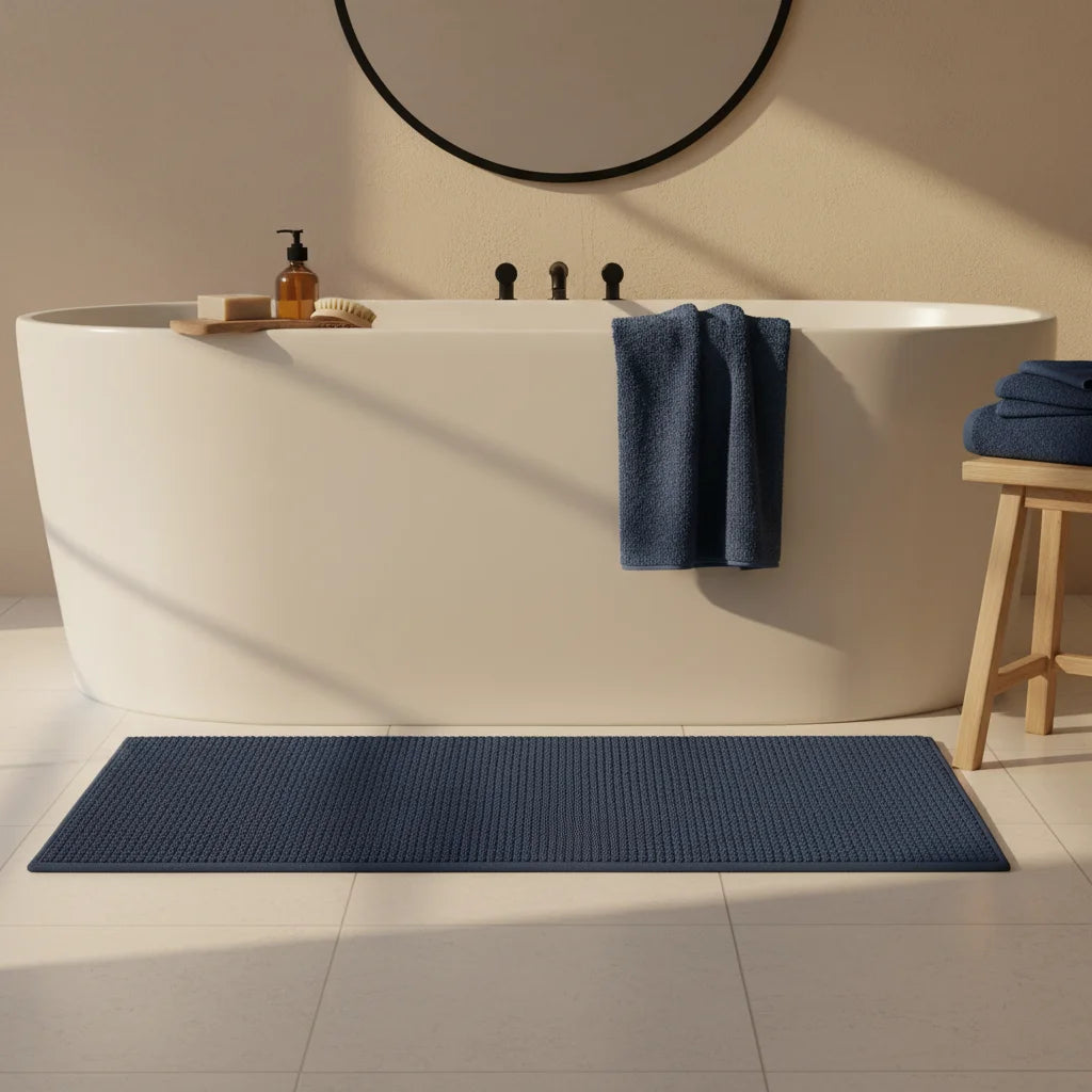Tapis de Salle de Bain Grande Taille Bleu Profond
